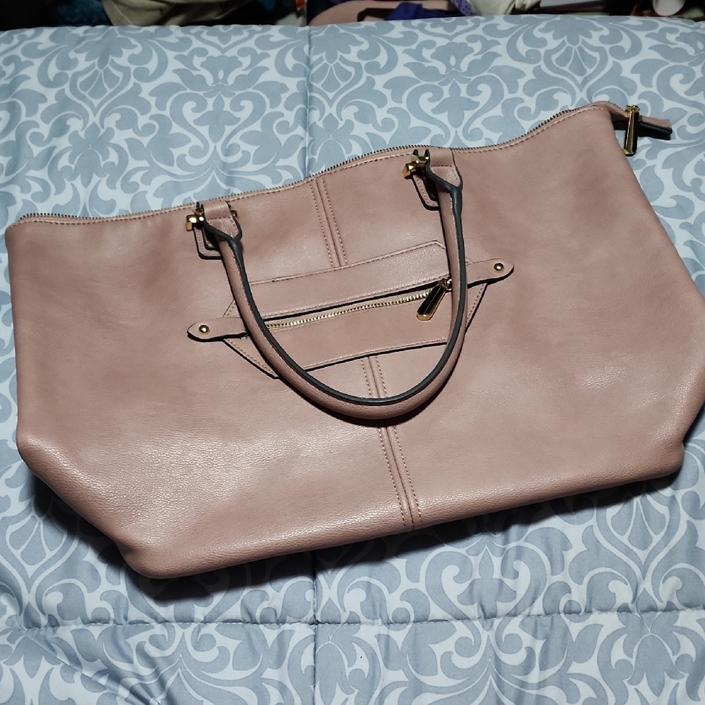 Elegant Pink Leather Tote Bag